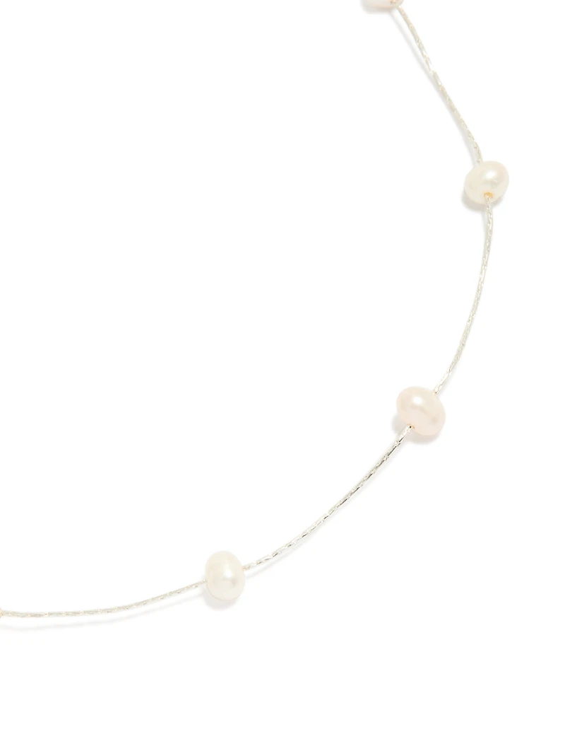 Silver Plated Freshwater Pearl Dotted Fine Necklace