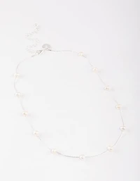 Silver Plated Freshwater Pearl Dotted Fine Necklace