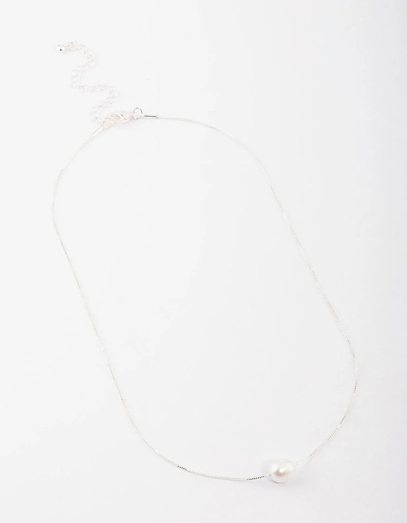 Silver Plated Freshwater Pearl Pendant Necklace