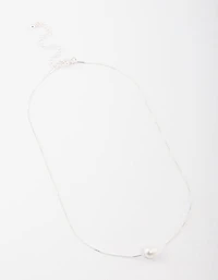Silver Plated Freshwater Pearl Pendant Necklace