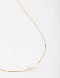 Gold Plated Freshwater Pearl Pendant Necklace