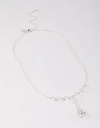 Silver Plated Halo Cubic Zirconia Y-Necklace