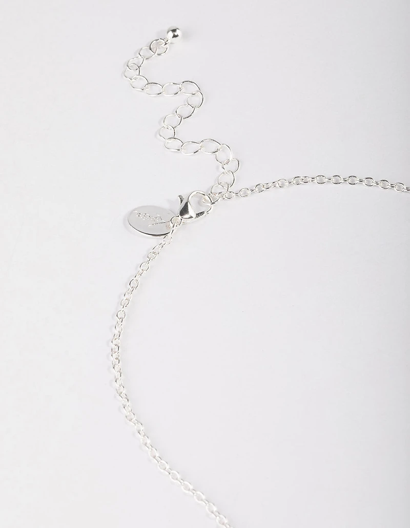 Silver Plated Halo Cubic Zirconia Y-Necklace