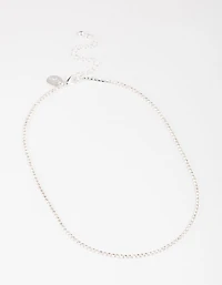 Silver Plated Micro Cubic Zirconia Cupchain Tennis Necklace