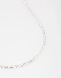 Silver Plated Fine Cubic Zirconia Cupchain Tennis Necklace
