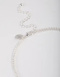 Silver Plated Fine Cubic Zirconia Cupchain Tennis Necklace