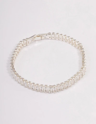 Silver Plated Baguette Tennis Bracelet