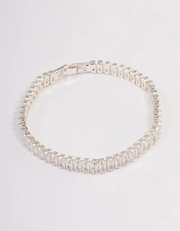 Silver Plated Baguette Tennis Bracelet