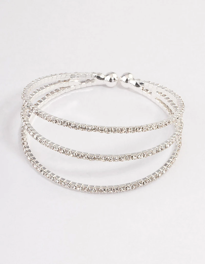 Silver Plated Trio Row Wrist Cuff