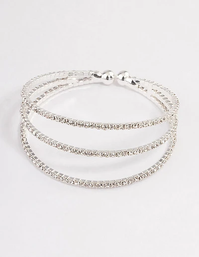 Silver Plated Trio Row Wrist Cuff
