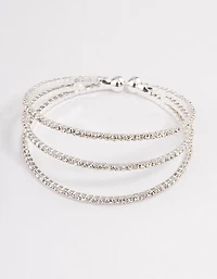 Silver Plated Trio Row Wrist Cuff
