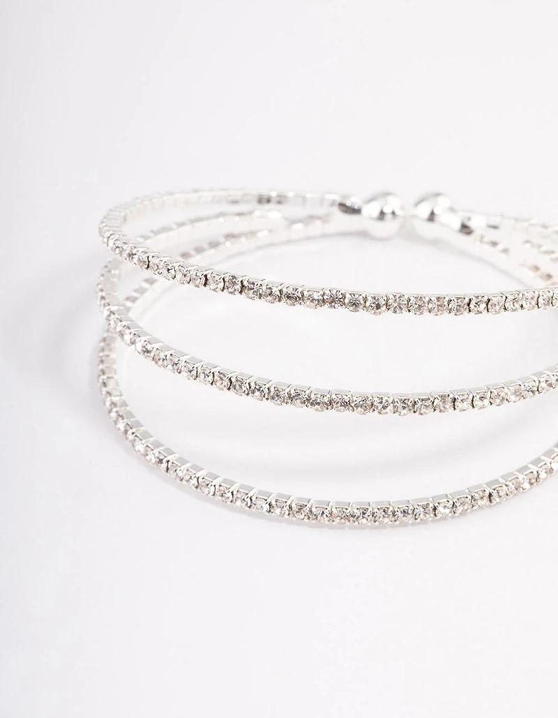 Silver Plated Trio Row Wrist Cuff