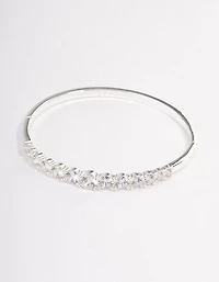 Silver Plated Gradual Cubic Zirconia Bangle