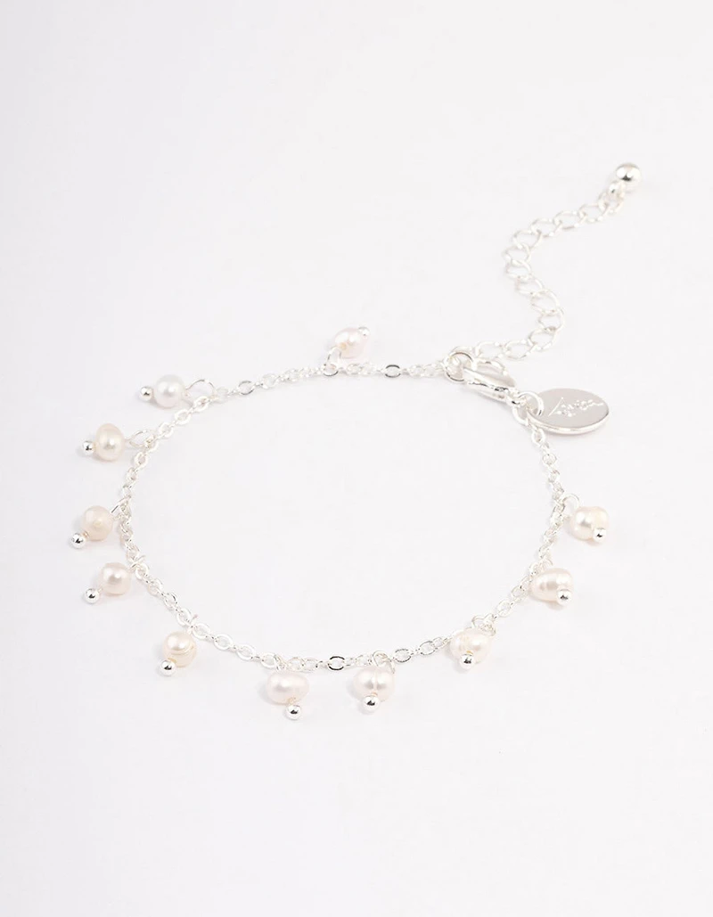 Silver Plated Pearl Droplet Bracelet