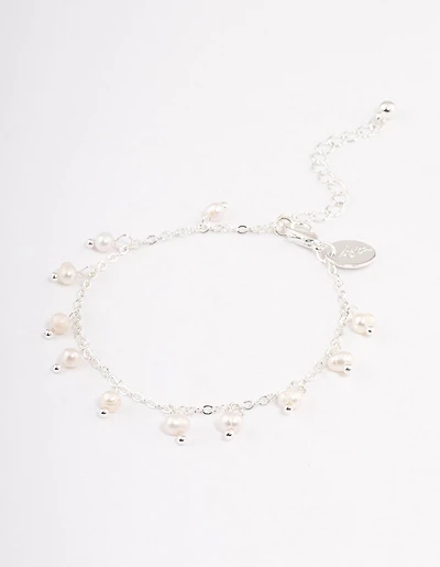 Silver Plated Pearl Droplet Bracelet