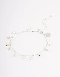 Silver Plated Pearl Droplet Bracelet