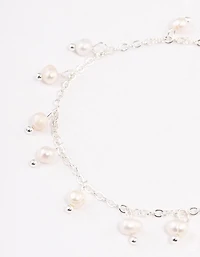 Silver Plated Pearl Droplet Bracelet