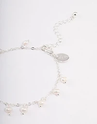 Silver Plated Pearl Droplet Bracelet