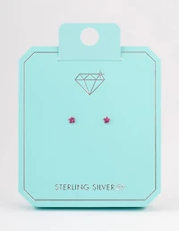 Sterling Silver Pave Star Stud Earrings