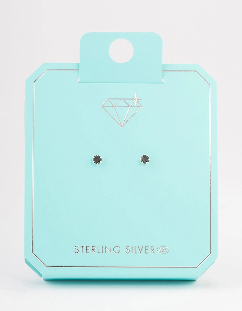 Sterling Silver Six Claw Stud Earrings - 3mm