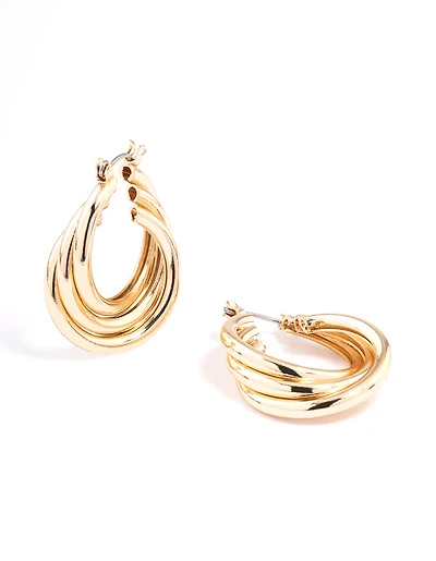 Boucles d’oreilles à cerceaux dorées classiques torsadées
