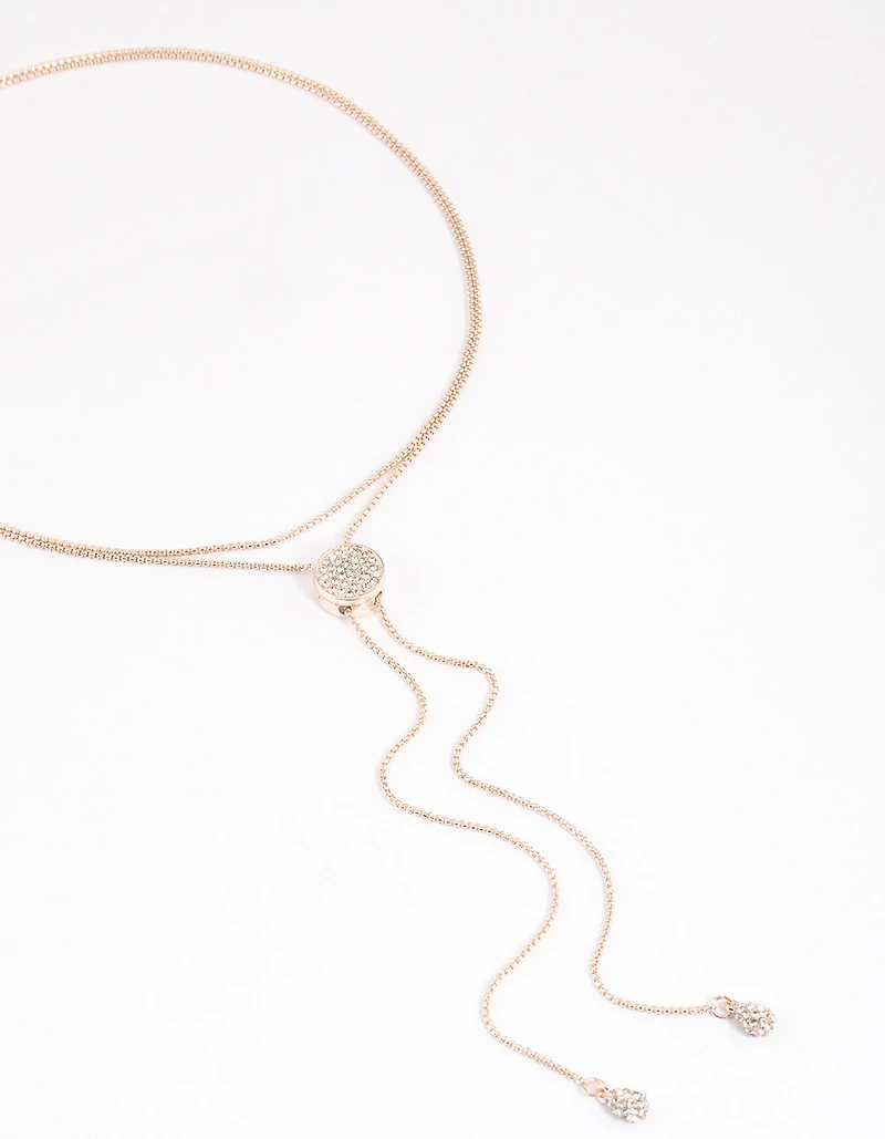 Rose Gold Diamante Adjustable Chain Necklace