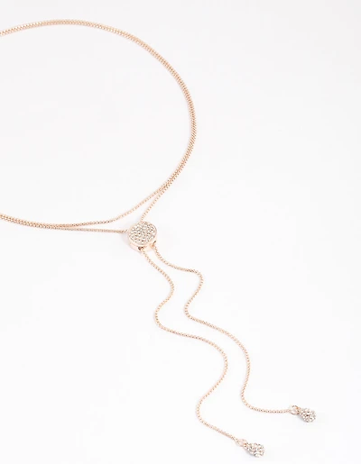 Rose Gold Diamante Adjustable Chain Necklace