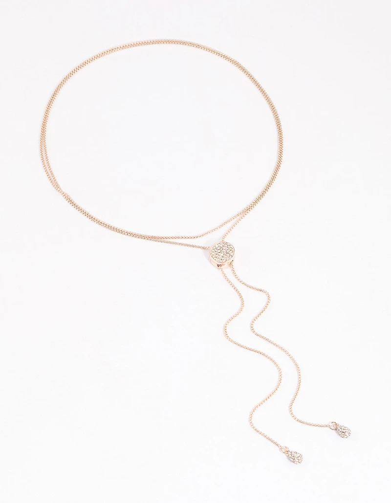 Rose Gold Diamante Adjustable Chain Necklace