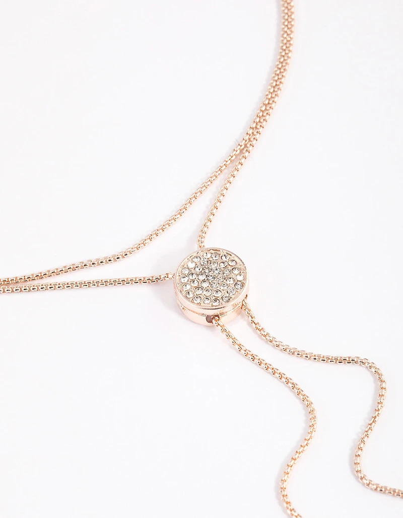 Rose Gold Diamante Adjustable Chain Necklace