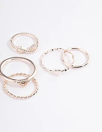 Rose Gold Infinity & Heart Ring 8-Pack