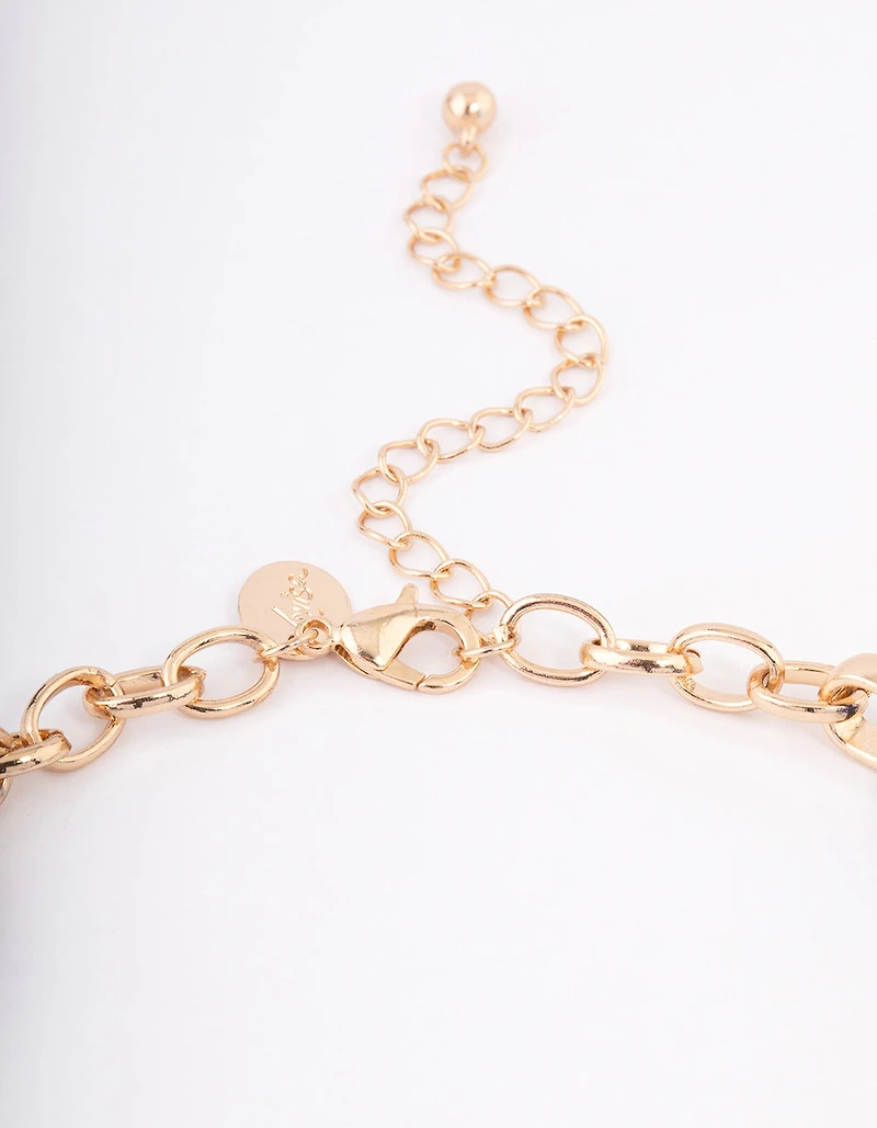 Gold Mixed Oval Link Necklace