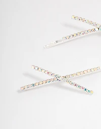 Silver Cross Slide Hair Clips Pack