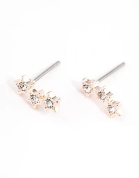 Rose Gold Star Crawler Stud Earrings