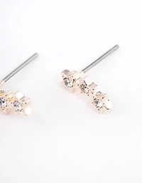 Rose Gold Star Crawler Stud Earrings