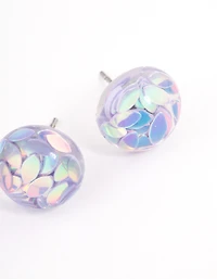 Pink Resin Petal Stud Earrings