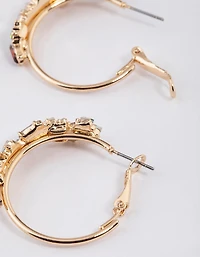 Gold Mini Cluster Diamante Hoop Earrings