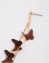 Gold Multi Butterfly Drop Earrings
