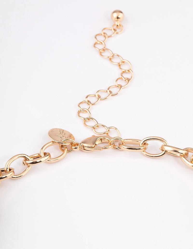 Gold Mixed Oval Link Necklace