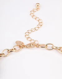 Gold Mixed Oval Link Necklace