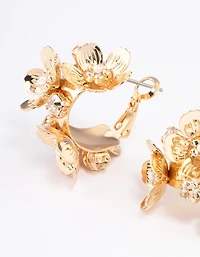 Gold Mini Multi Flower Hoop Earrings