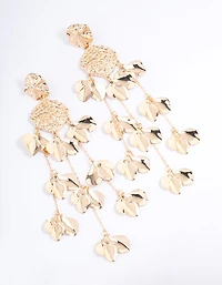 Gold Molten Statement Petal Drop Earrings