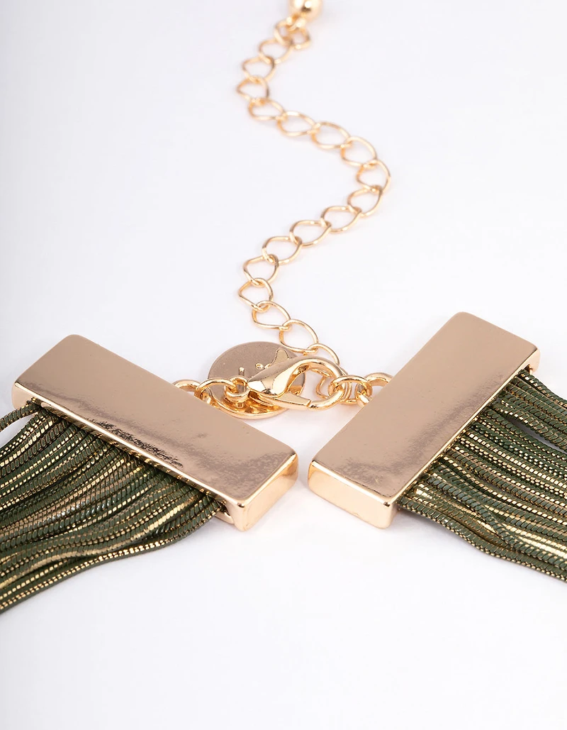 Collier en drapé en or avec une chaîne de coupe-tasse
