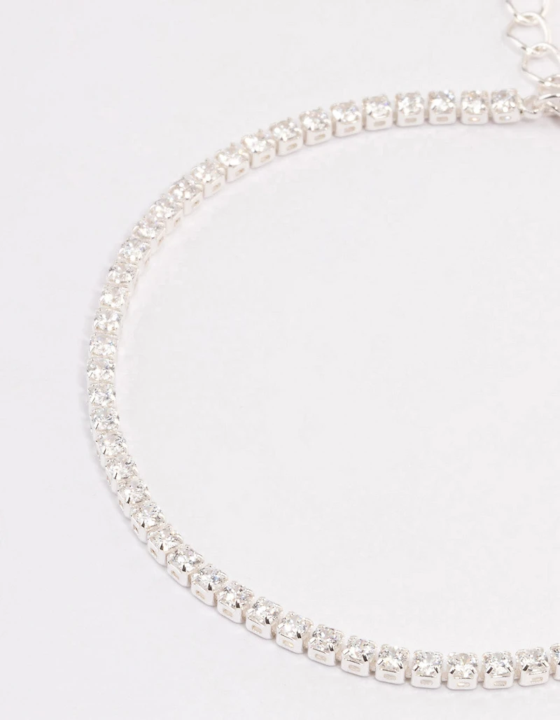 Silver Plated Small Round Tennis Bracelet