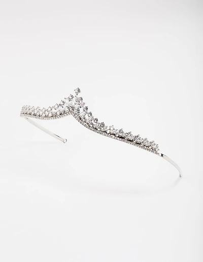 Silver Cubic Zirconia Mixed Stone Pointed Crown