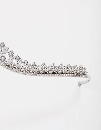 Silver Cubic Zirconia Mixed Stone Pointed Crown