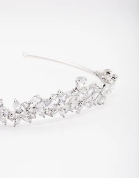 Silver Cubic Zirconia Mixed Marquise Floral Crown