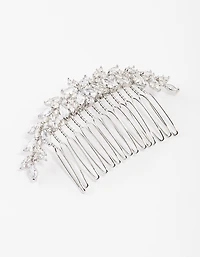 Silver Cubic Zirconia Floral Arch Hair Comb