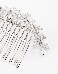Silver Cubic Zirconia Floral Arch Hair Comb