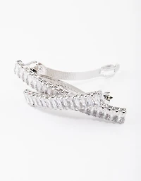 Silver Cubic Zirconia Criss Cross Celestial Hair Clip