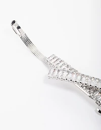 Silver Cubic Zirconia Criss Cross Celestial Hair Clip